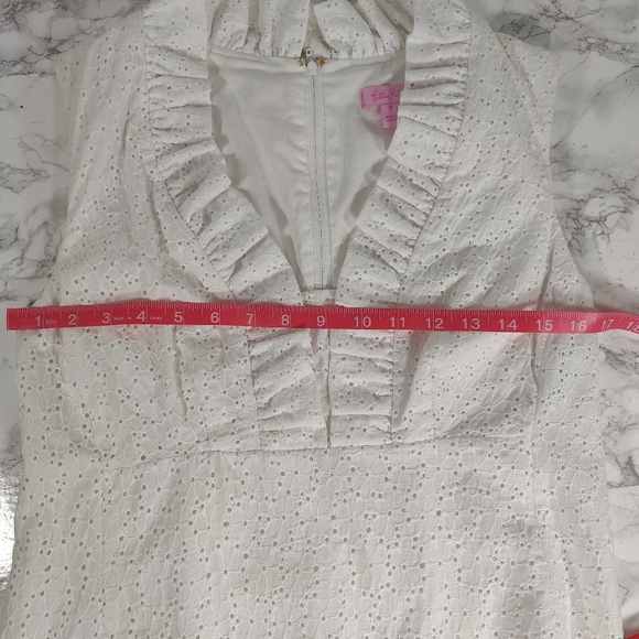 Lilly Pulitzer Tilsbury Dress In White Eyelet Lace Size 8 - Picture 7 of 11